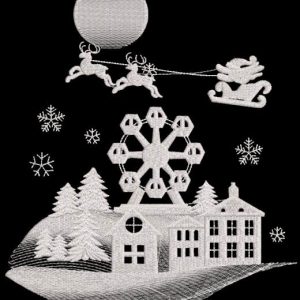 Christmas night over the city embroidery design