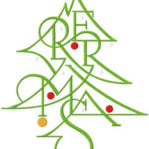Christmas tree modern embroidery design