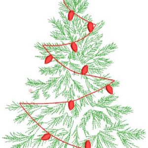 Christmas tree with garland embroidery design