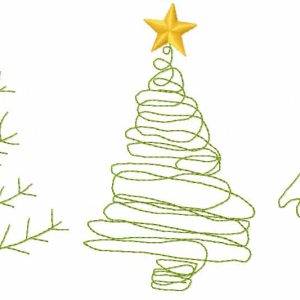 Christmas trees childrens drawing embroidery design