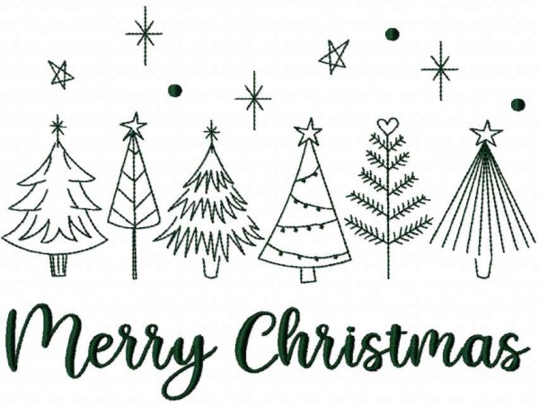 Christmas trees sketch embroidery design