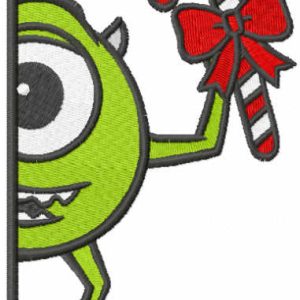 Christmas Mike outside the door embroidery design