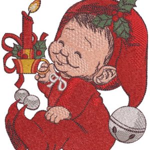 Christmas angel with candle embroidery design