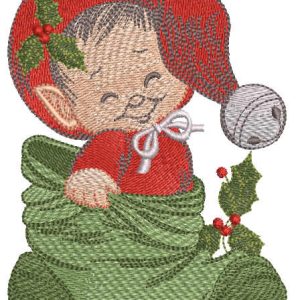 Christmas baby elf embroidery design