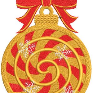 Christmas ball gold candy embroidery design
