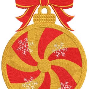 Christmas ball gold swirl embroidery design