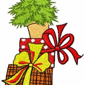 Christmas boxes and tree embroidery design