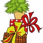 Christmas boxes and tree embroidery design