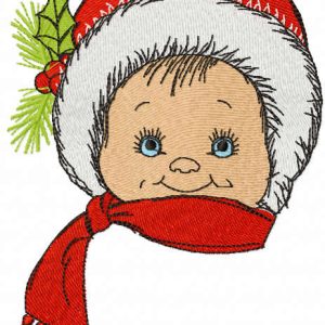 Christmas boy with red scarf embroidery design