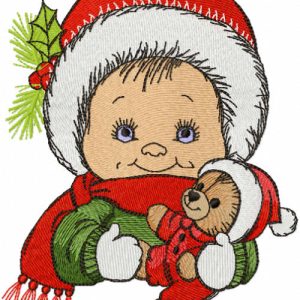 Christmas boy with toy embroidery design