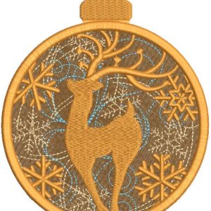 Christmas decoration gold deer and snowflakes embroidery design
