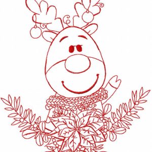 Christmas deer redwork embroidery design