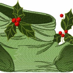 Christmas green sock embroidery design
