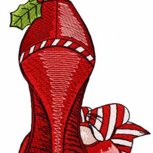 Christmas high heel embroidery design