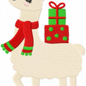 Christmas llama embroidery design