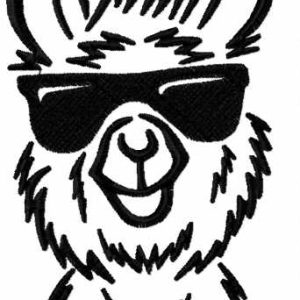 Christmas llama with Santa hat embroidery design