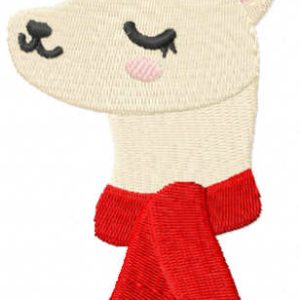 Christmas llama with red scarf embroidery design