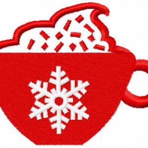 Christmas red cup embroidery design