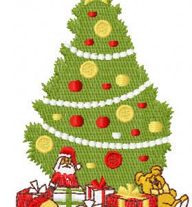 Christmas tree and toys embroidery design