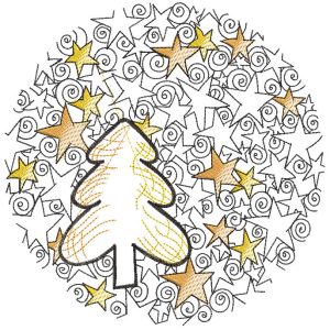 Christmas tree ball stars embroidery design