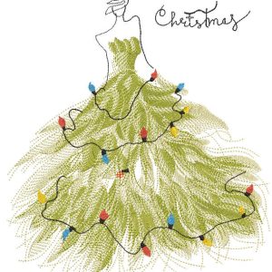 Christmas tree lady embroidery design
