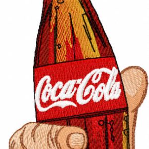 Coca cola bottle in hand embroidery design
