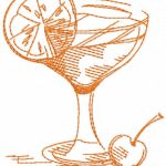 Coctail sketch one colored embroidery design