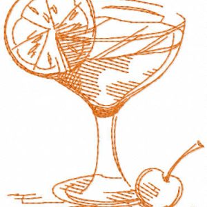 Coctail sketch one colored embroidery design