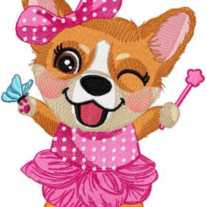 Corgi party embroidery design