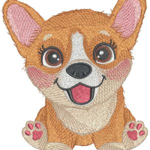 Corgi puppy embroidery design