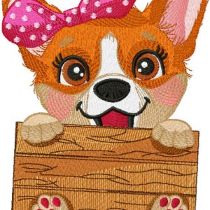 Corgi with board embroidery design
