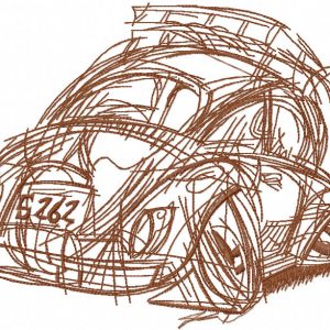 Crashed car embroidery design