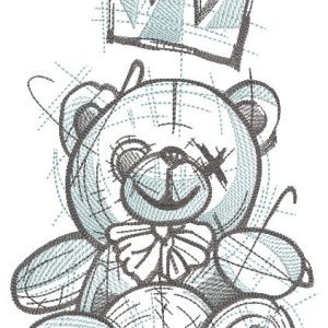 Crazy king teddy bear embroidery design