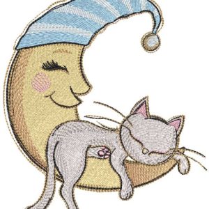 Crescent rockin a sleeping cat embroidery design