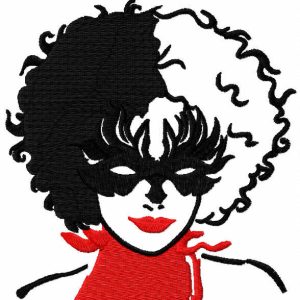 Cruella fashion mask embroidery design