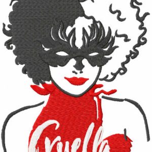 Cruella mask embroidery design