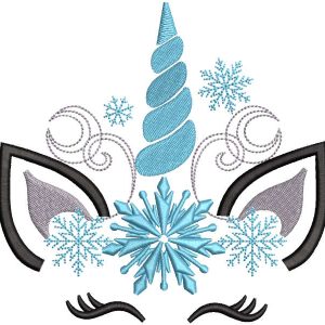 Crystal snow time unicorn embroidery design