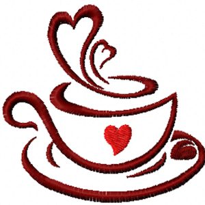 Cup coffee love embroidery design
