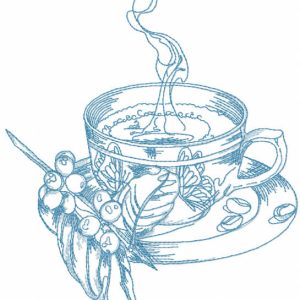 Cup of magical tea in the garden  embroidery design
