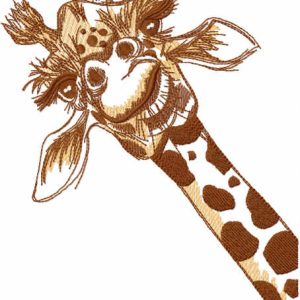 Curious giraffe embroidery design