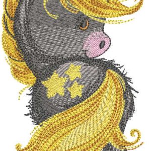 Cute baby unicorn embroidery design