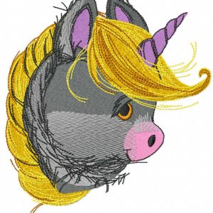 Cute baby unicorn head embroidery design