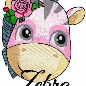 Cute baby zebra embroidery design