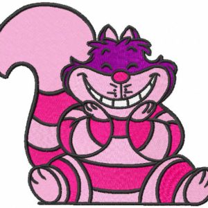 Cute cheshire cat embroidery design