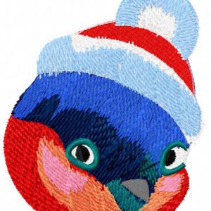Cute Christmas bullfinch embroidery design