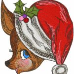 Cute Christmas deer embroidery design
