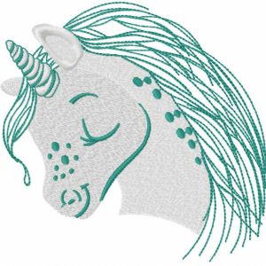 Cute grey unicorn embroidery design