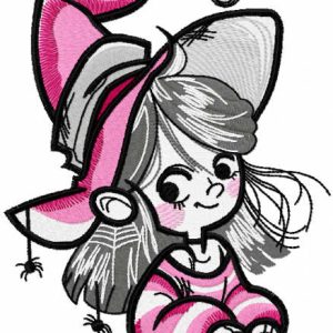 Cute halloween witch embroidery design