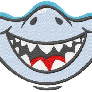 Cute shark embroidery design