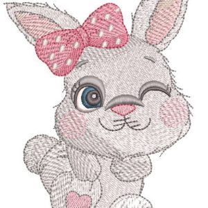 Dancing baby bunny embroidery design